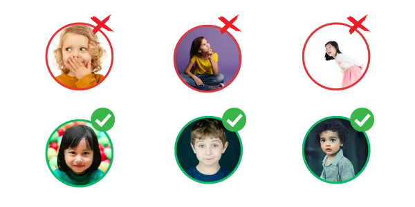 Examples of photos to avoid and good photos to use